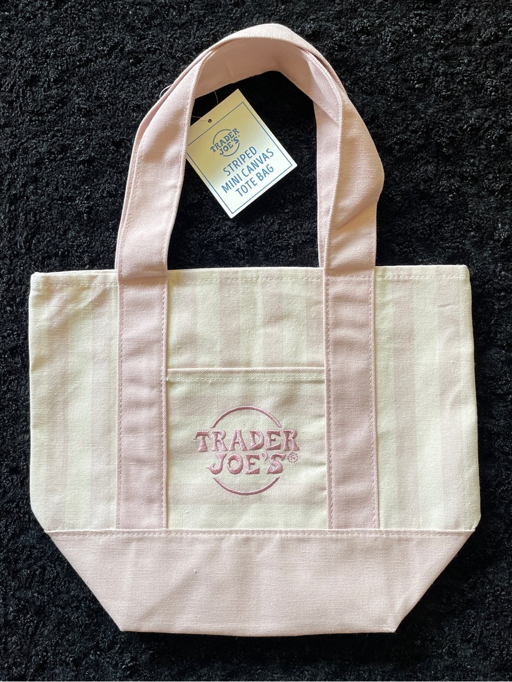 Trader Joe’s Striped Mini Canvas Tote Bag - Pink, Green, Blue, Tan Set of 4 - Picture 7 of 9